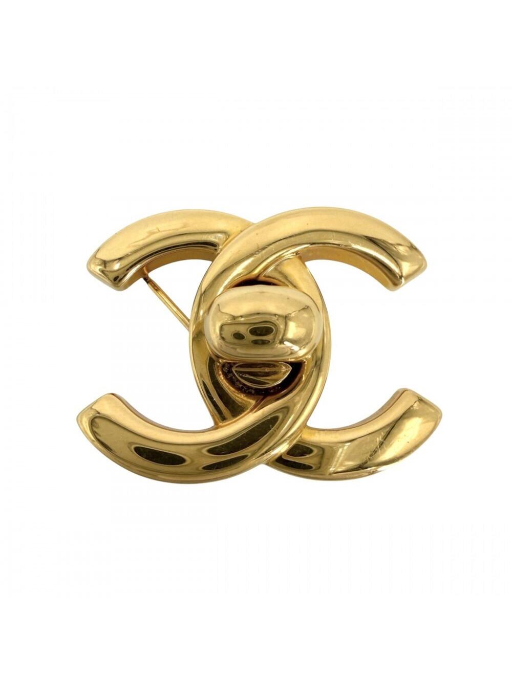 Chanel Cc Logo Turnlock Brooch Metal #343271C89B